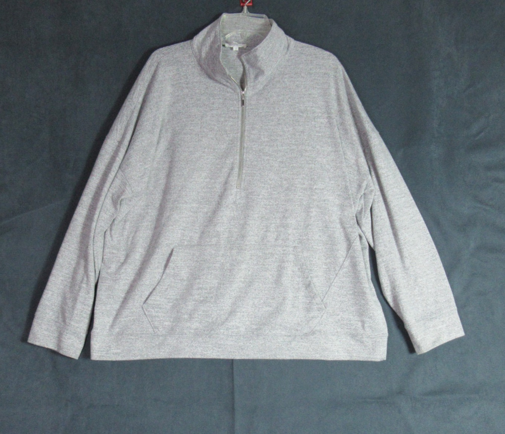 Haven Well Within Sweatshirt XXL Womens Gray 1/4 Zip Fleece Pullover Mock Neck